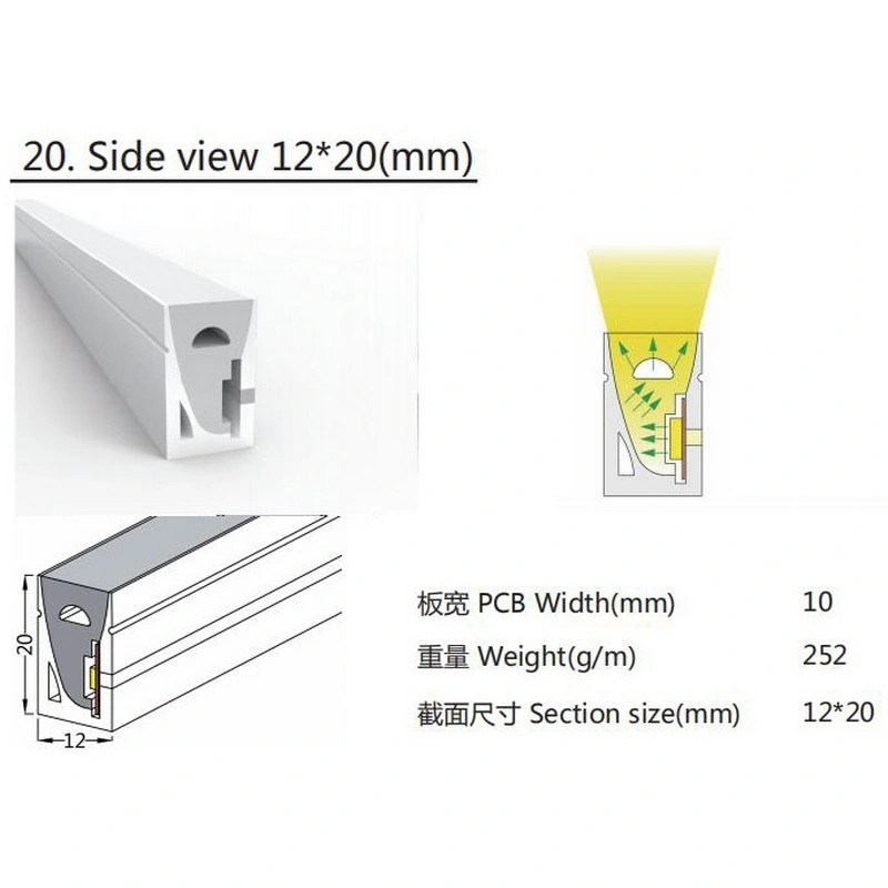 DC12V/24V/ AC220V Waterproof IP67 Outdoor All in on Silicone LED Strip Neon Integrated Extrusion Moulding Neon Rope Lights for Christmas and Decorative Light