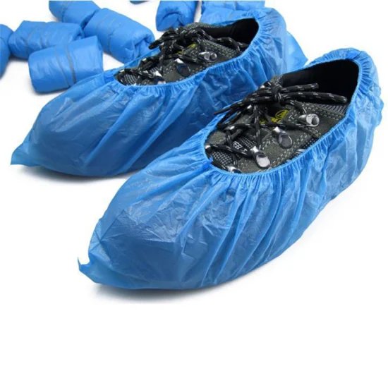 Copriscarpe leggero in plastica non tessuta con elastico, copriscarpe in PE impermeabile